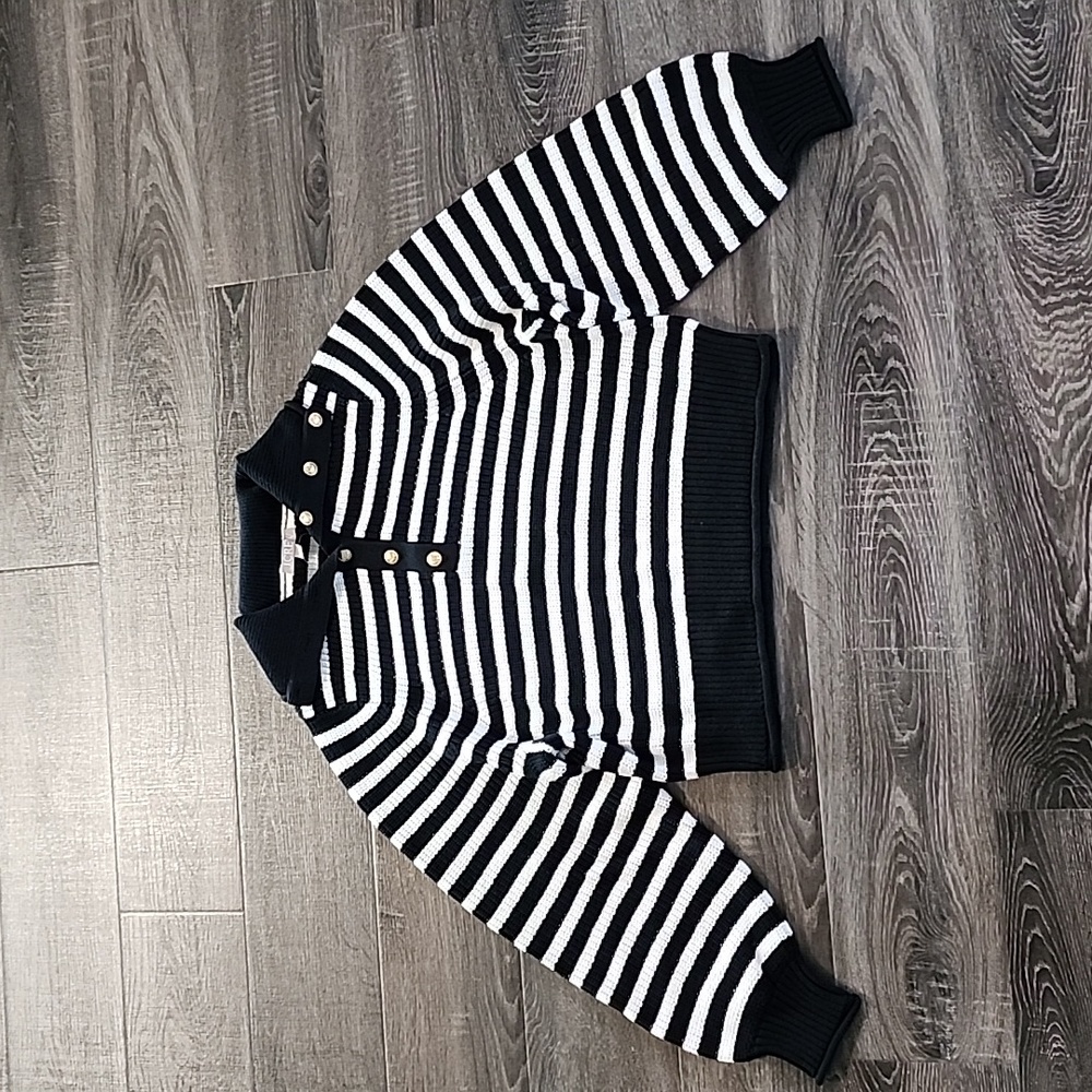 J.Crew Ribbed Cotton Button Collar Sweater - Picture 3 of 5